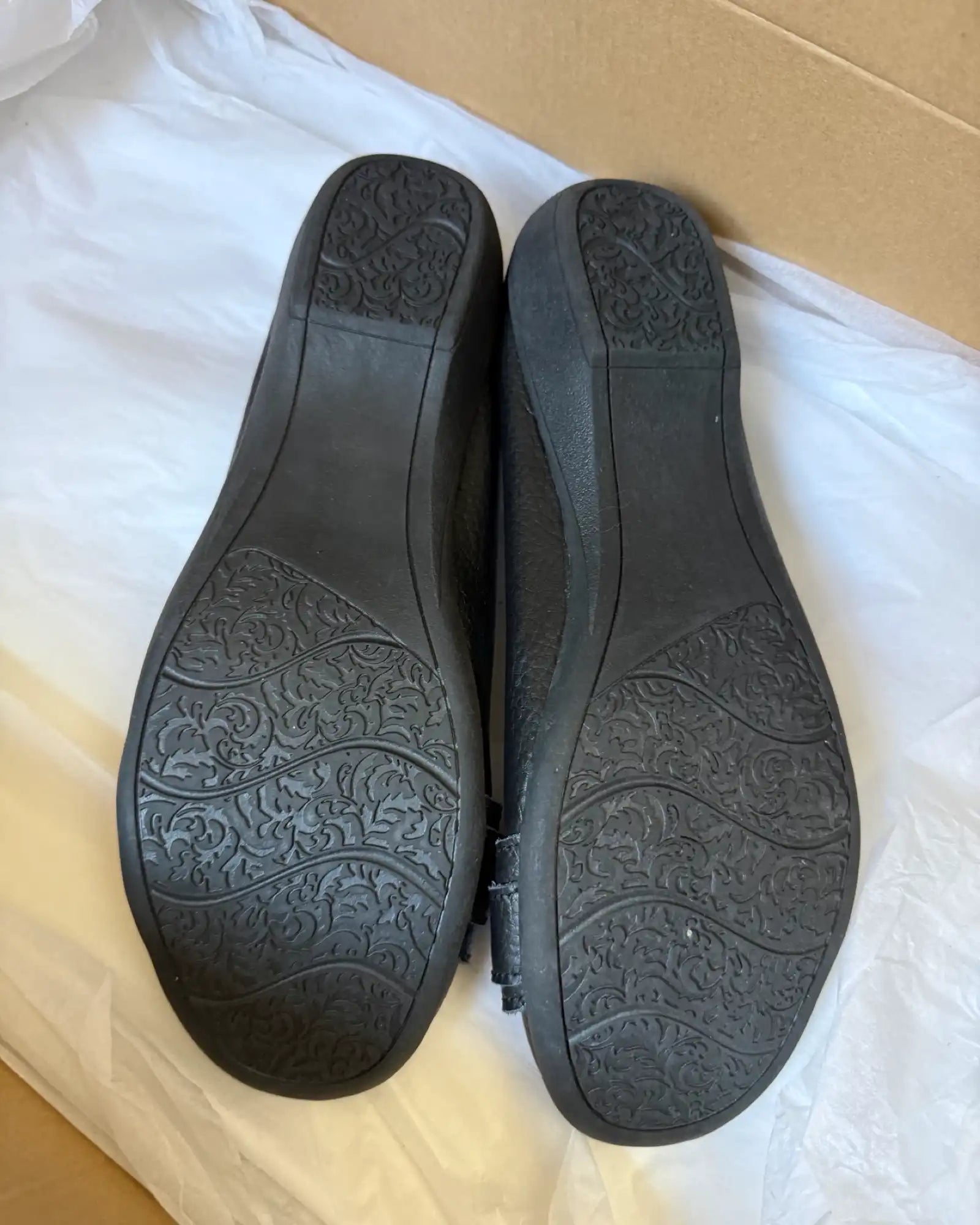 Black Leather Ballet Flats with Buckle