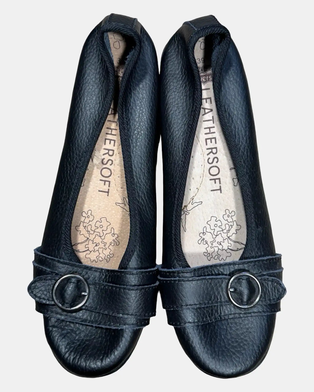 Black Leather Ballet Flats with Buckle