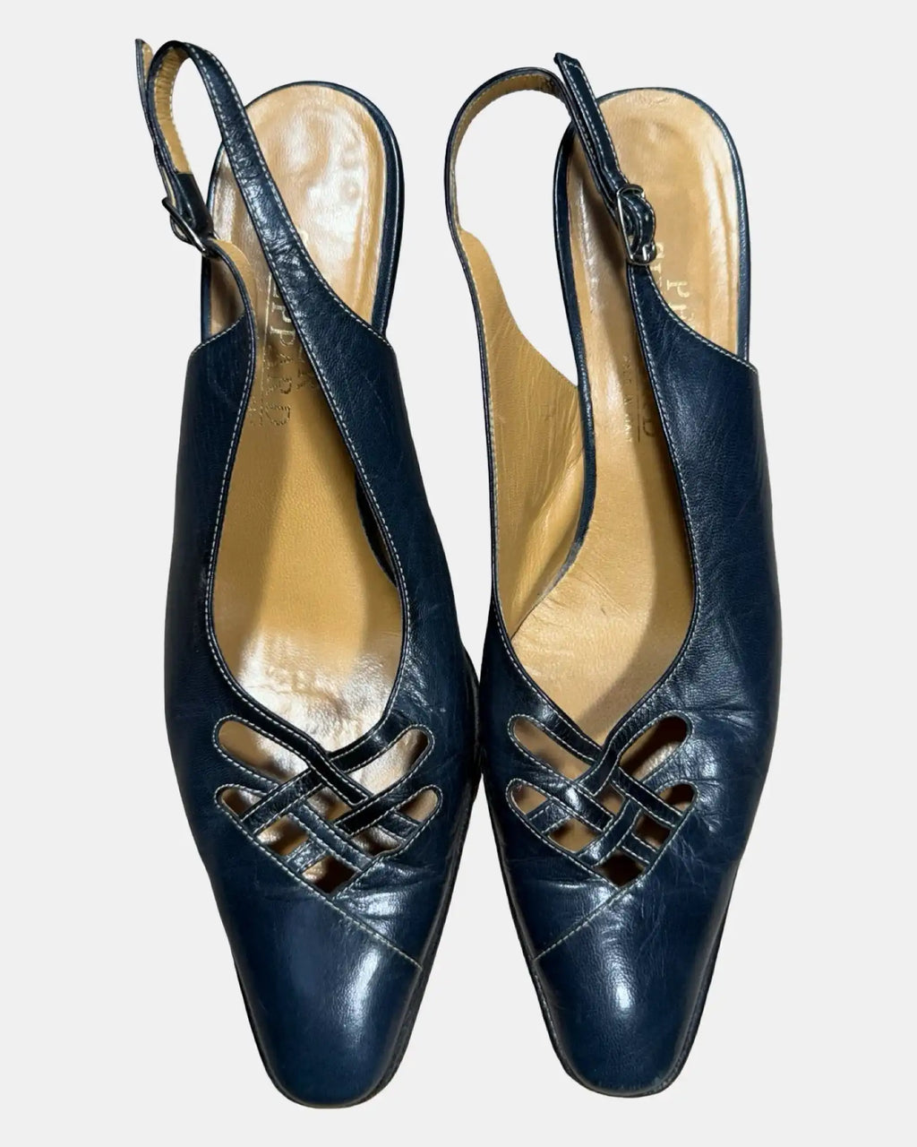 Blue Leather Italian Heels