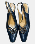 Blue Leather Italian Heels