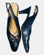 Blue Leather Italian Heels