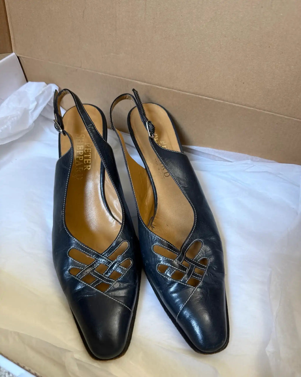 Blue Leather Italian Heels
