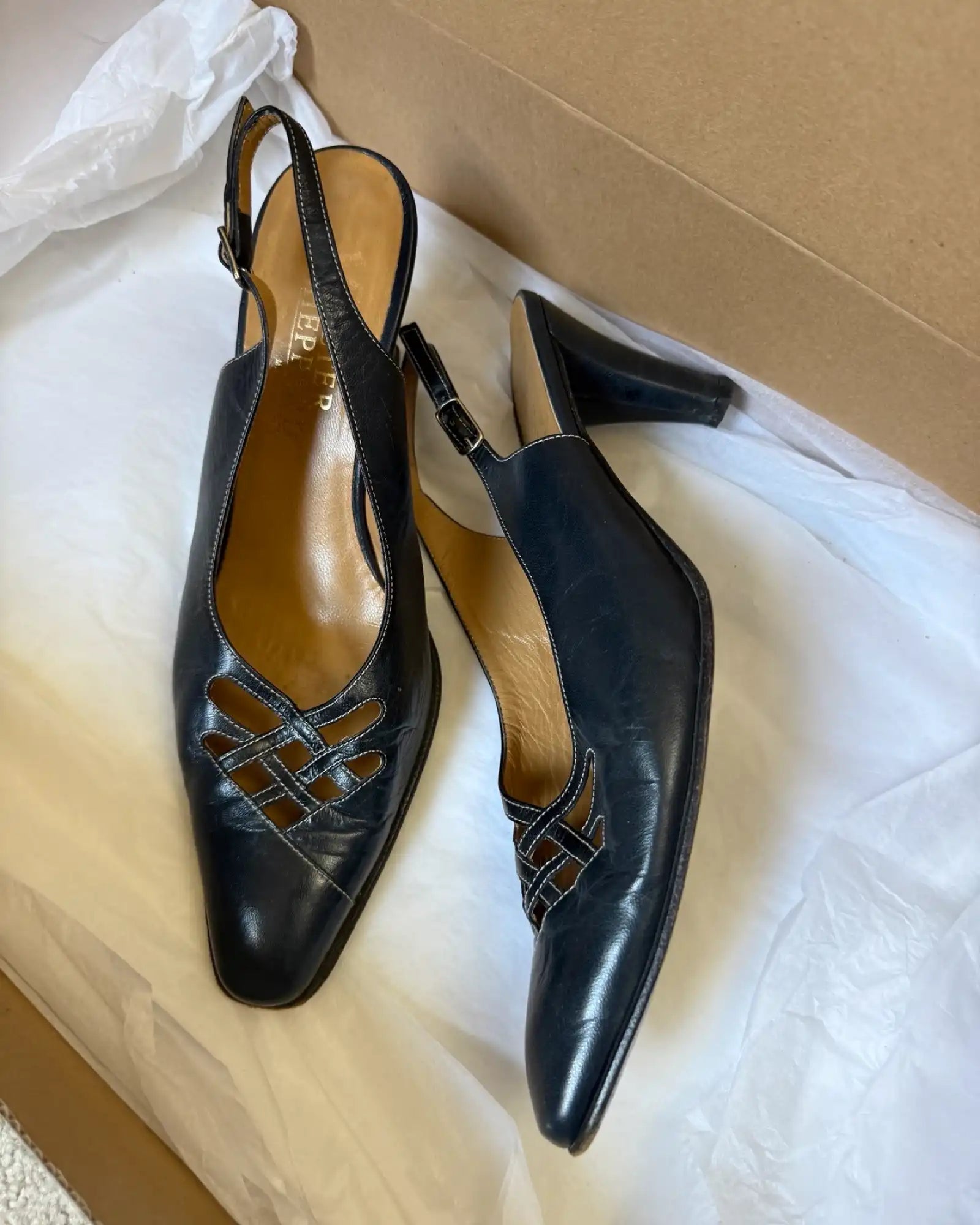 Blue Leather Italian Heels