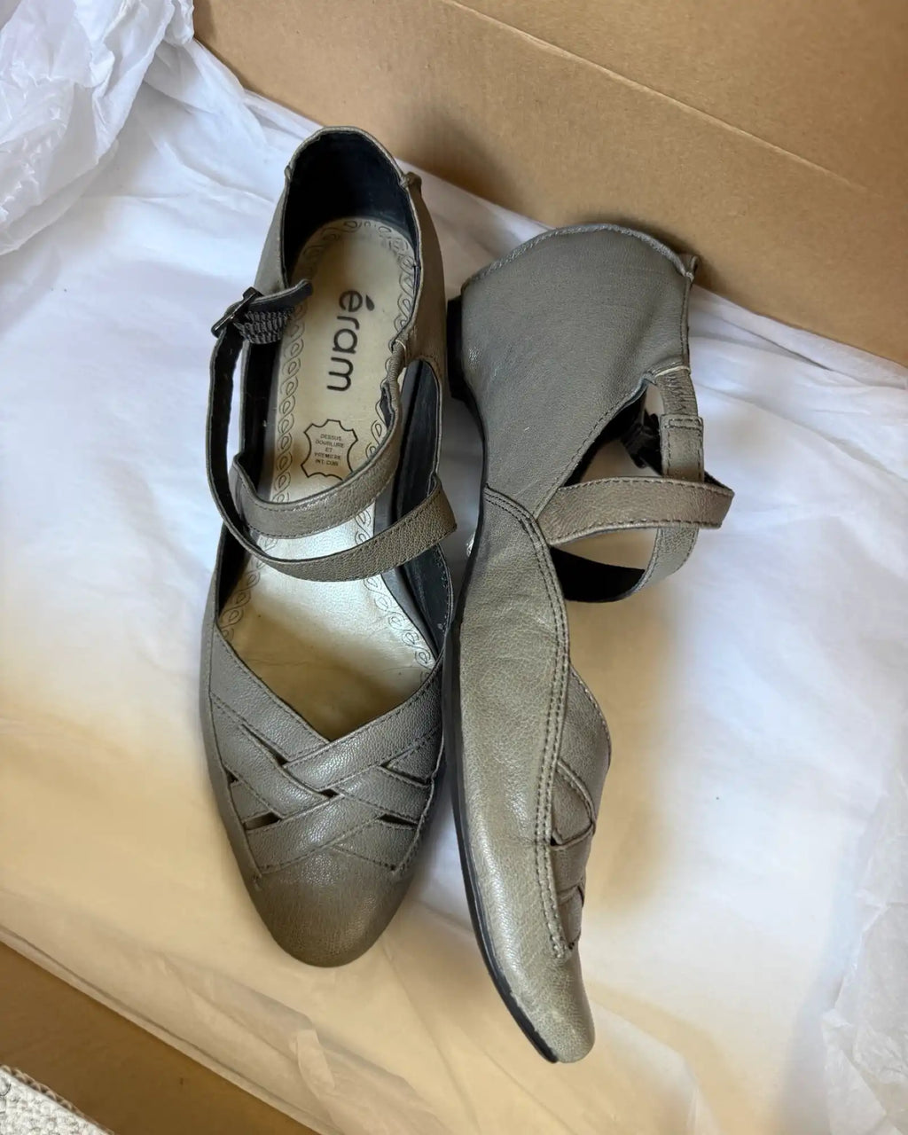 Grey Strappy Kitten Heels