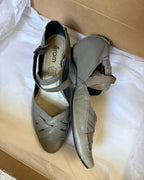 Grey Strappy Kitten Heels