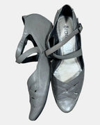 Grey Strappy Kitten Heels