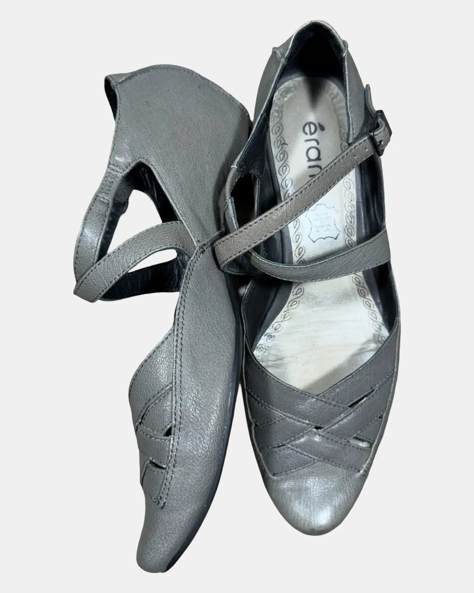 Grey Strappy Kitten Heels