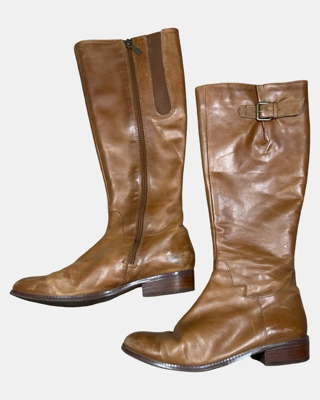 Light Brown Boots with Buckle Detail