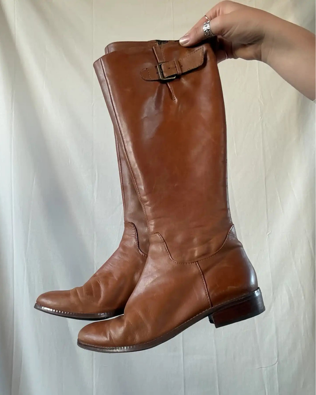 Light Brown Boots with Buckle Detail