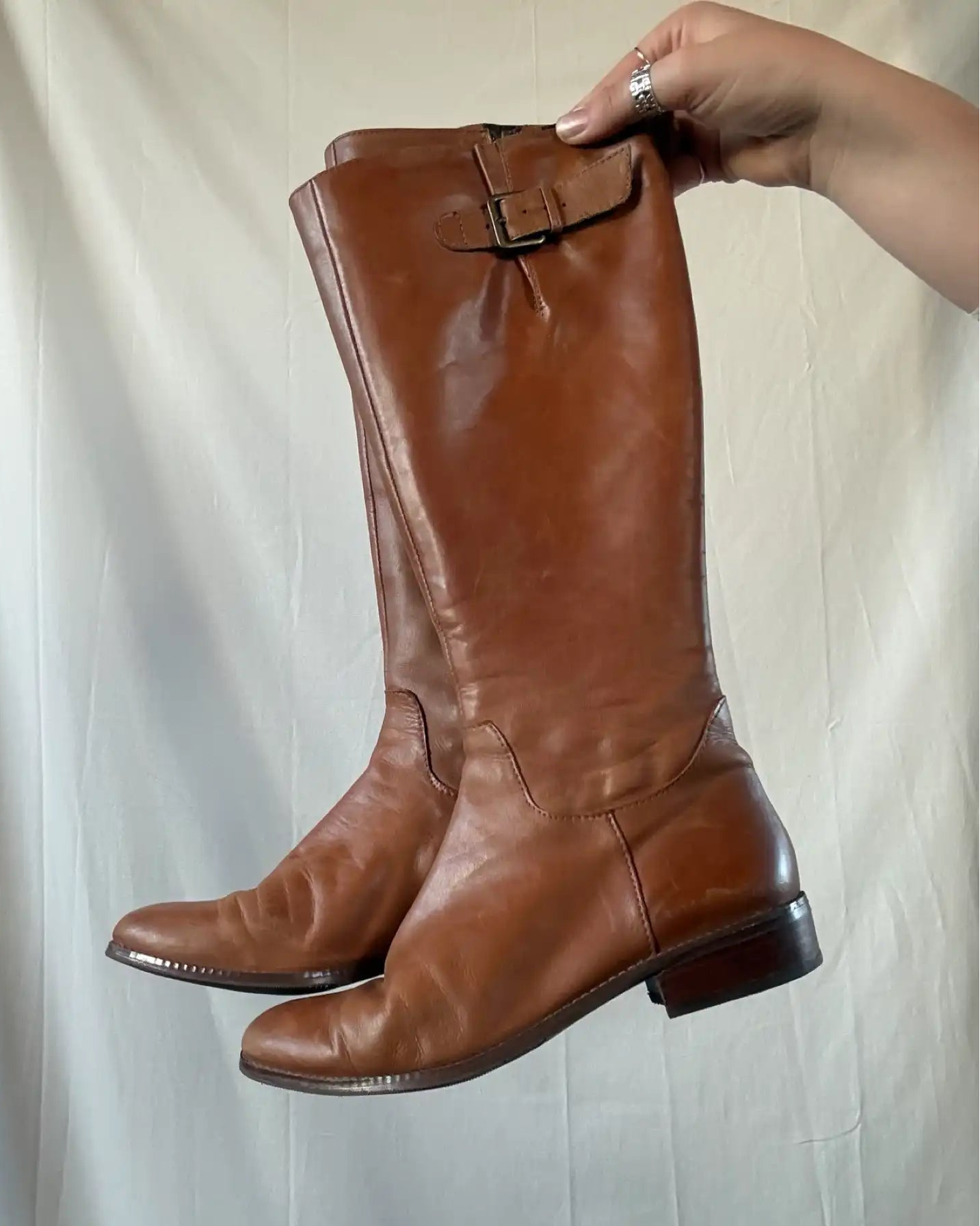 Light Brown Boots with Buckle Detail