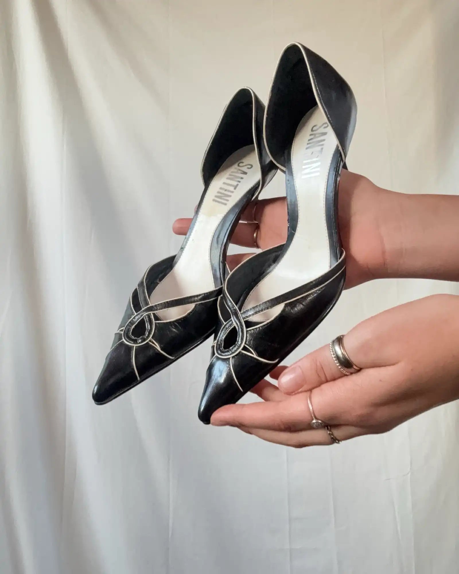 Black and White Kitten Heels