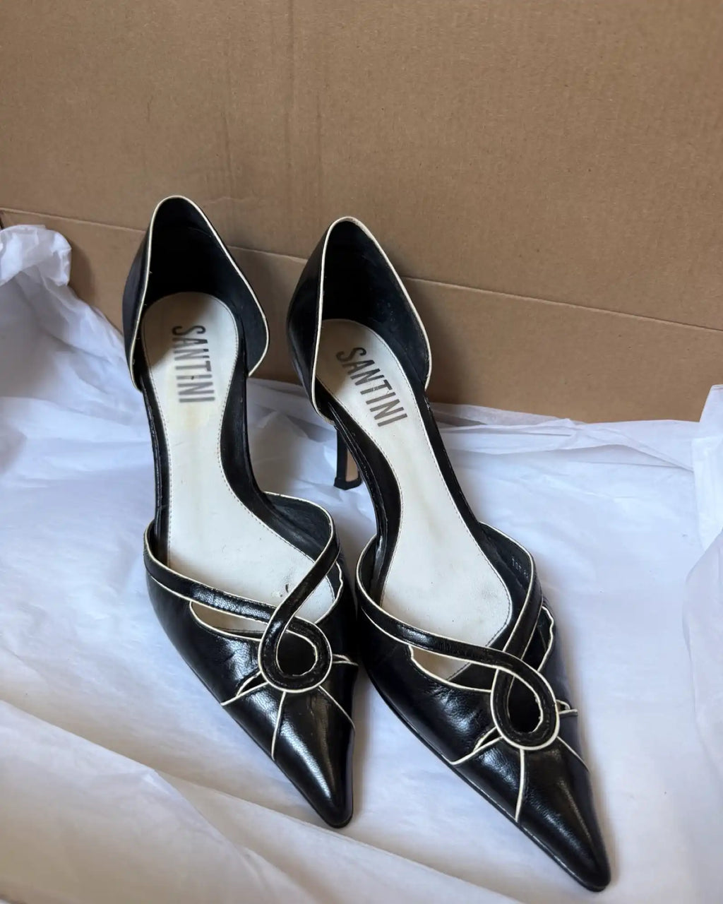 Black and White Kitten Heels