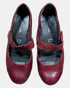 Red Leather Velcro Flats