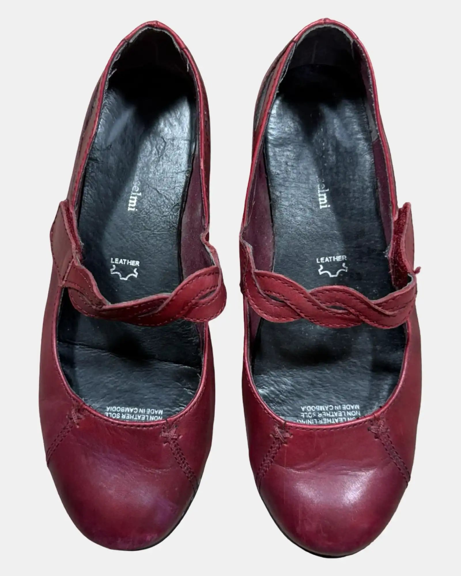 Red Leather Velcro Flats
