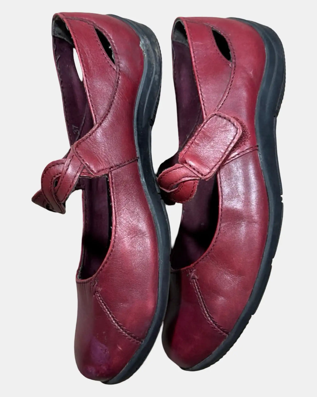 Red Leather Velcro Flats