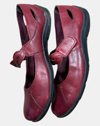 Red Leather Velcro Flats