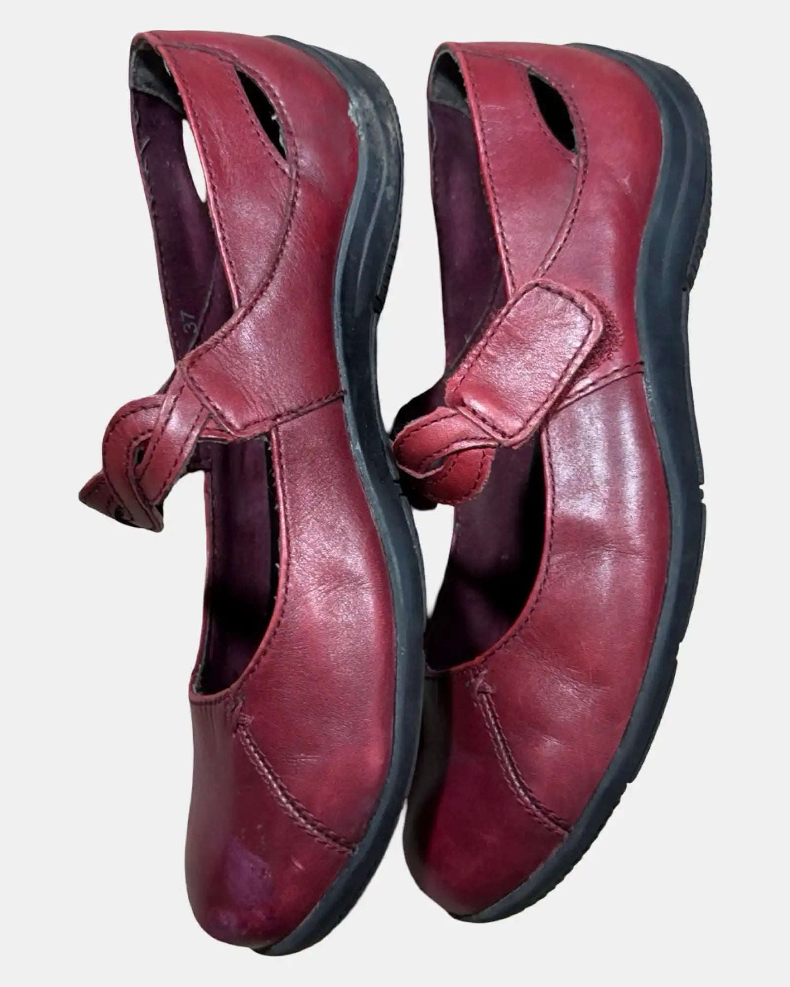 Red Leather Velcro Flats