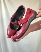 Red Leather Velcro Flats