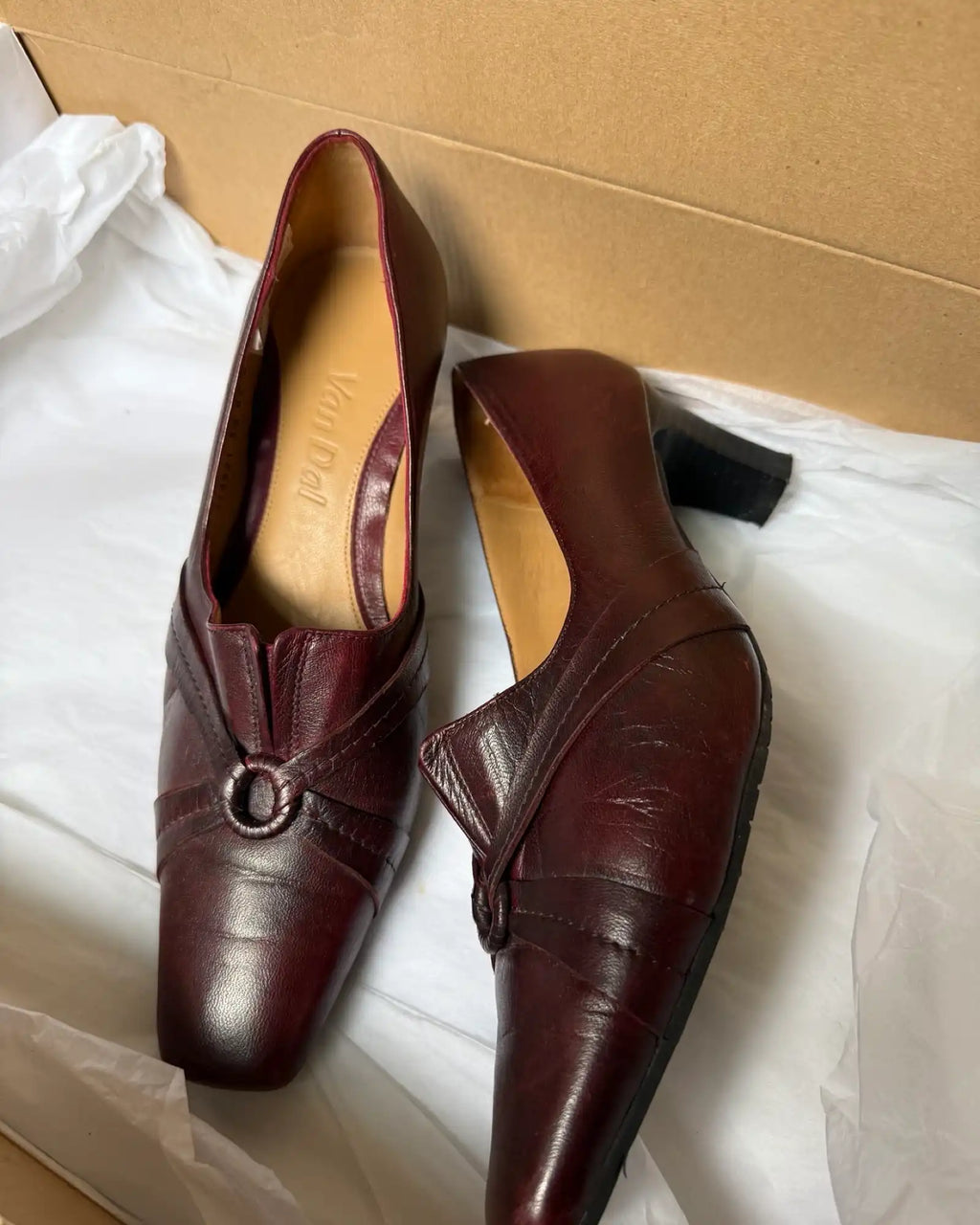 Brown Leather Heel with Pointed Toe