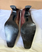 Brown Heel with Pointed Toe and Buckle