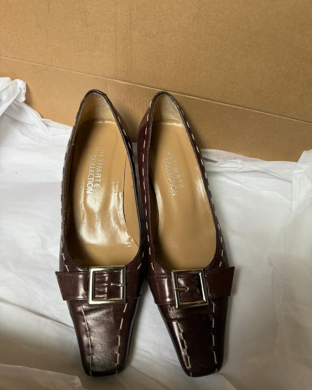 Brown Heel with Pointed Toe and Buckle