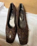 Brown Beaded Detail Heels