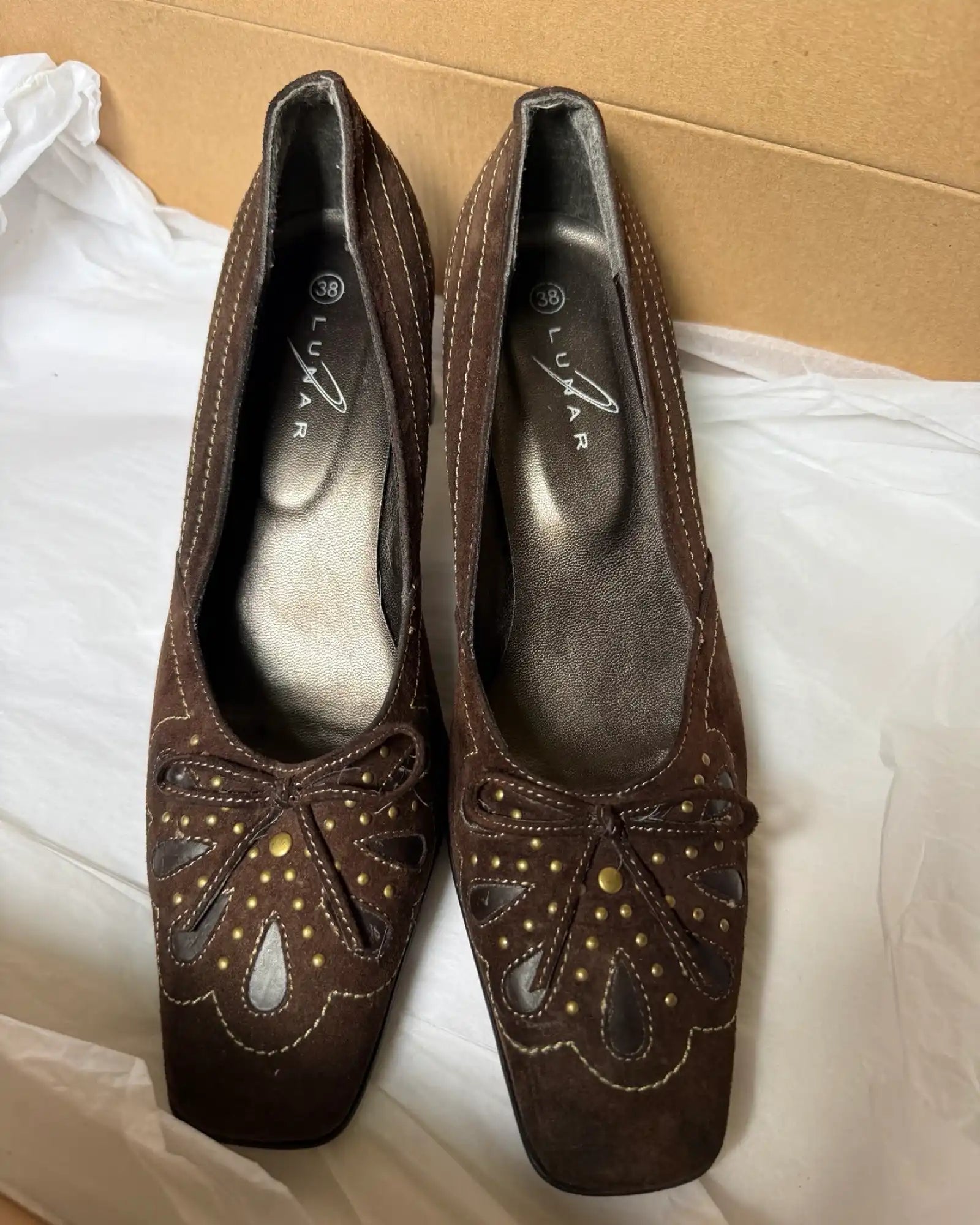 Brown Beaded Detail Heels