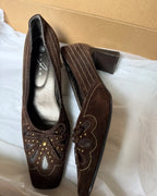 Brown Beaded Detail Heels