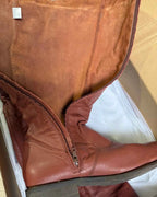 Deep Orange/Brown Leather Boots