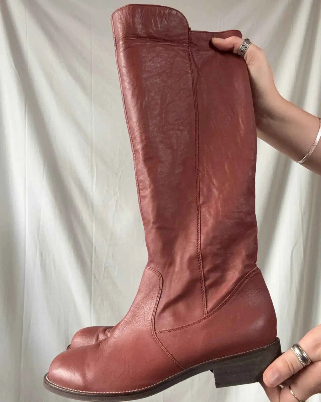 Deep Orange/Brown Leather Boots