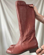 Deep Orange/Brown Leather Boots