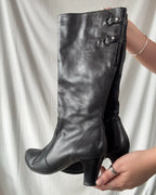 Black Leather Knee High Boots