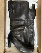 Black Leather Knee High Boots