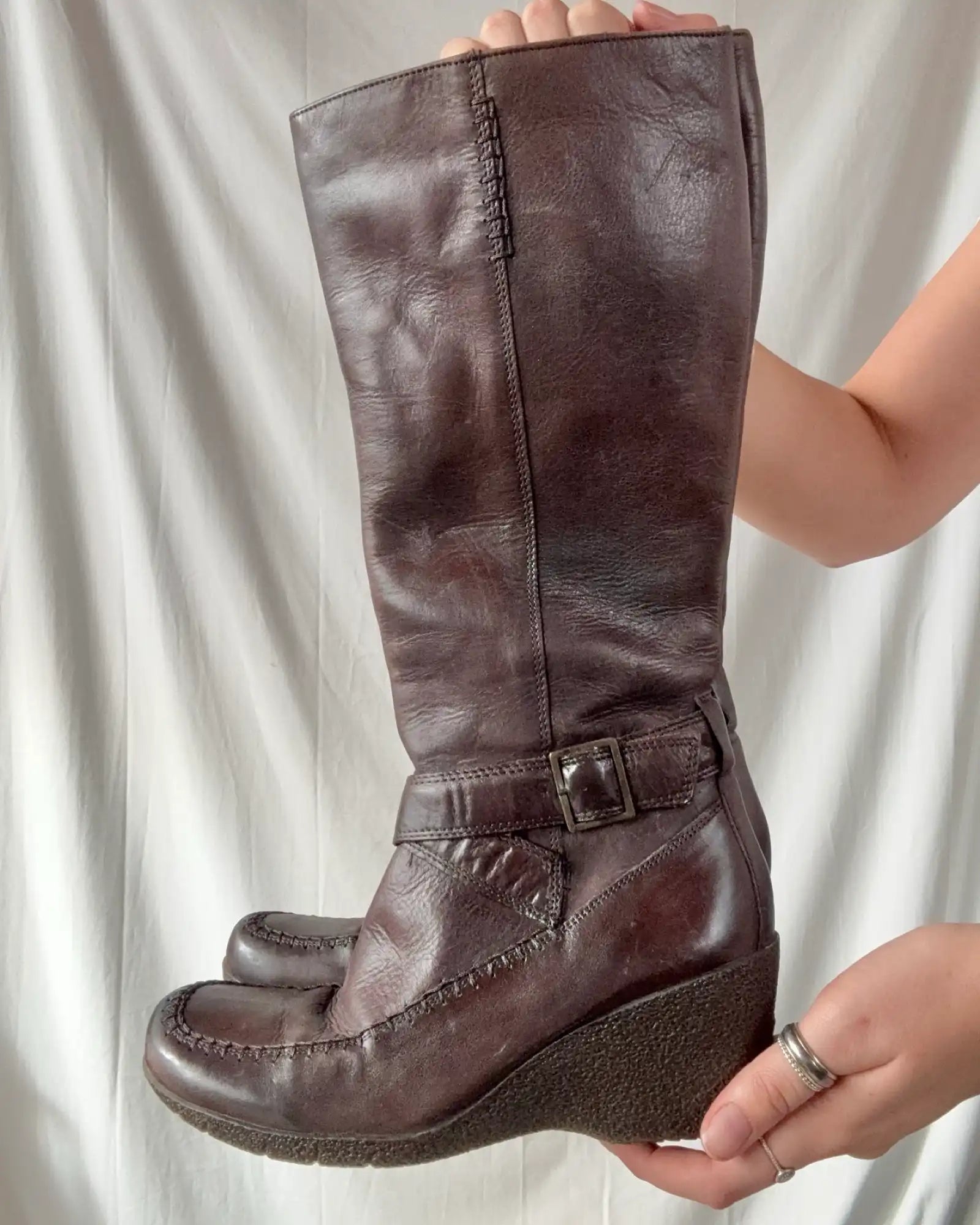 Wedge Brown Heel Boots