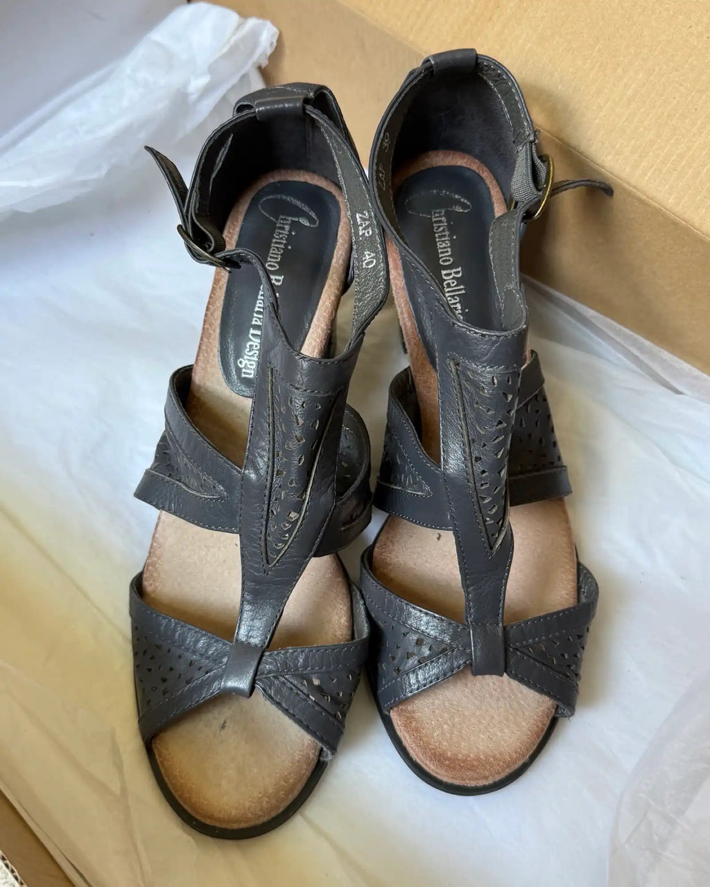 Navy Blue Leather Heels