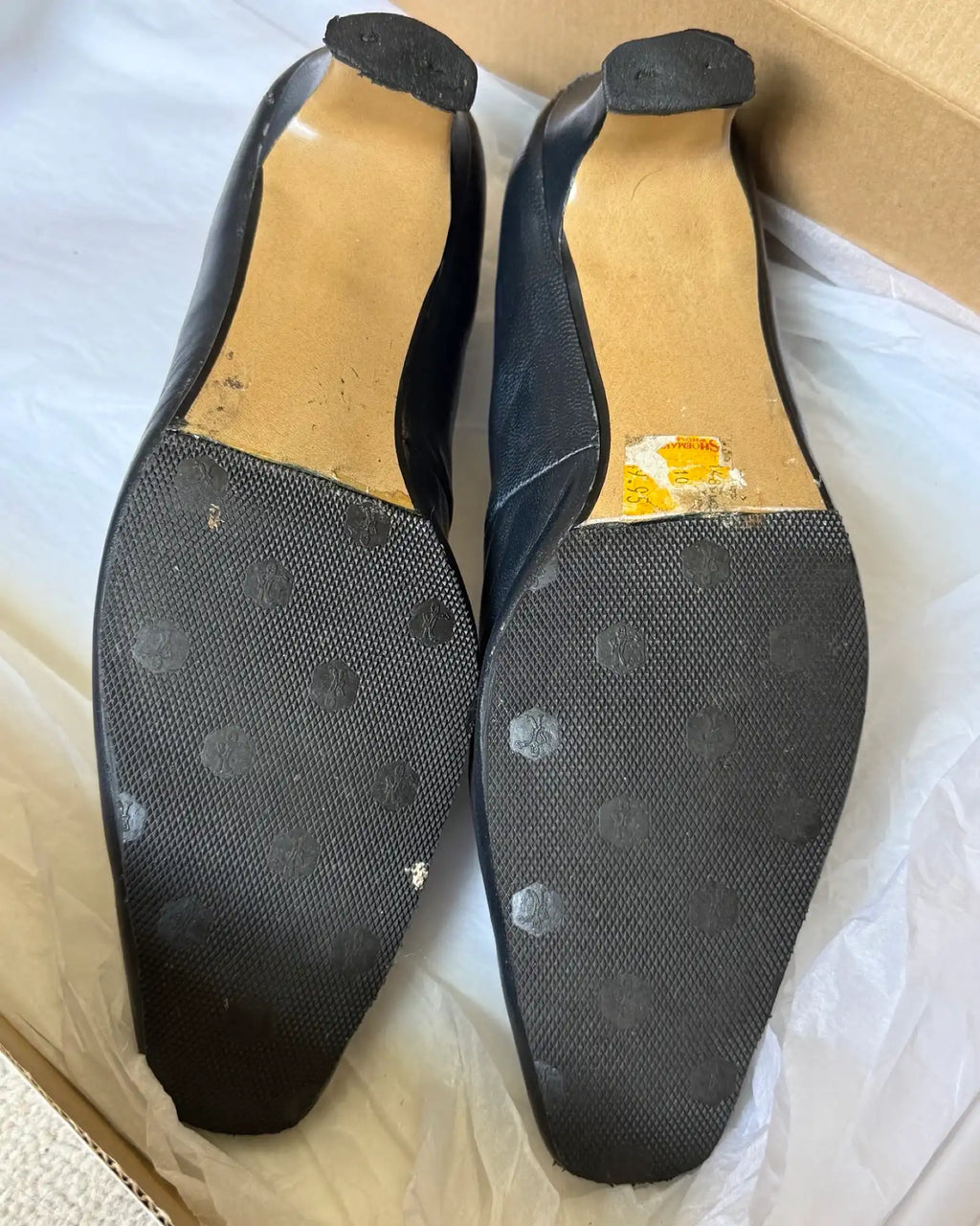 Blue Leather Low Heels