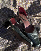 Black Leather Staple Heels