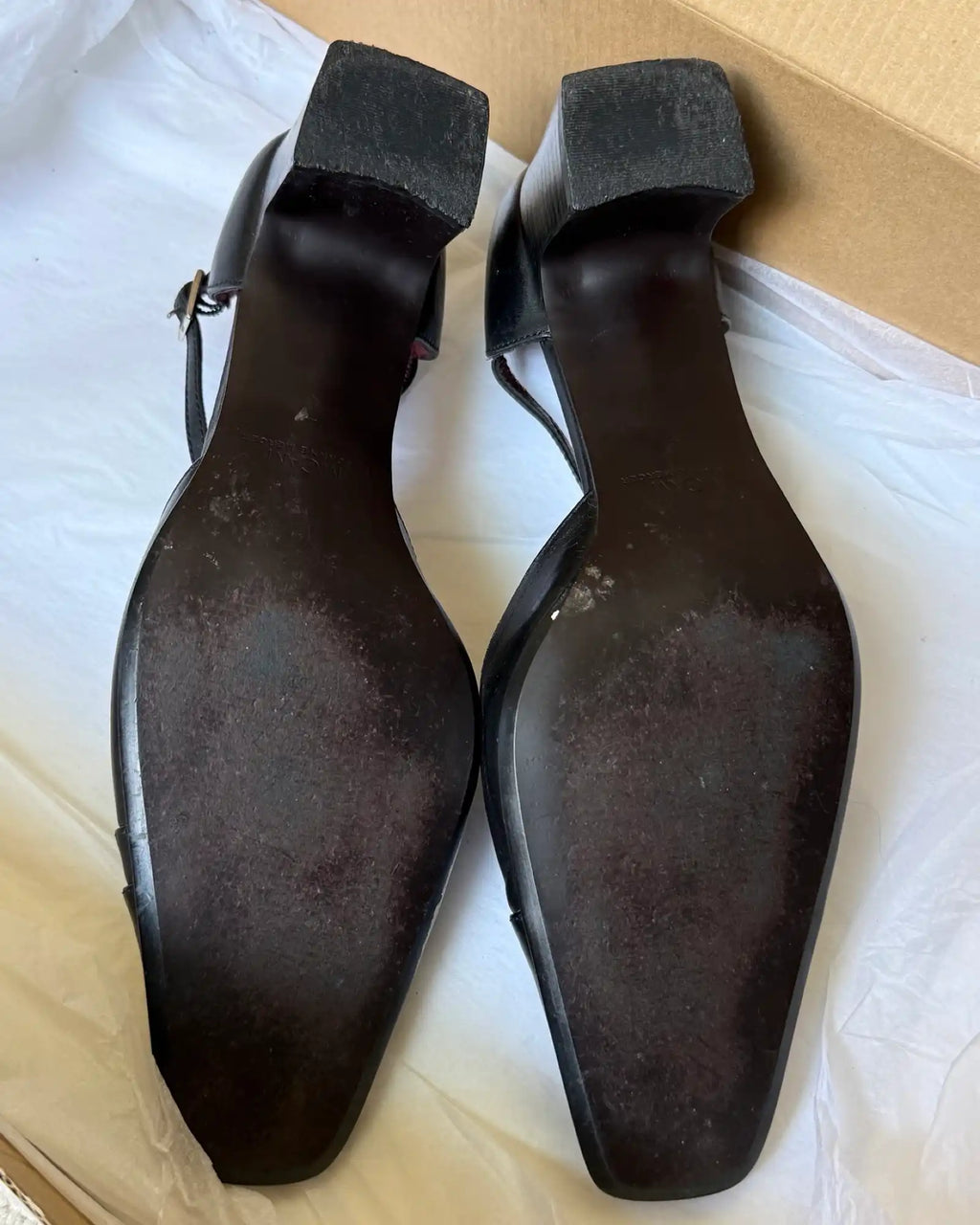 Black Leather Staple Heels