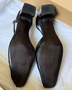 Black Leather Staple Heels