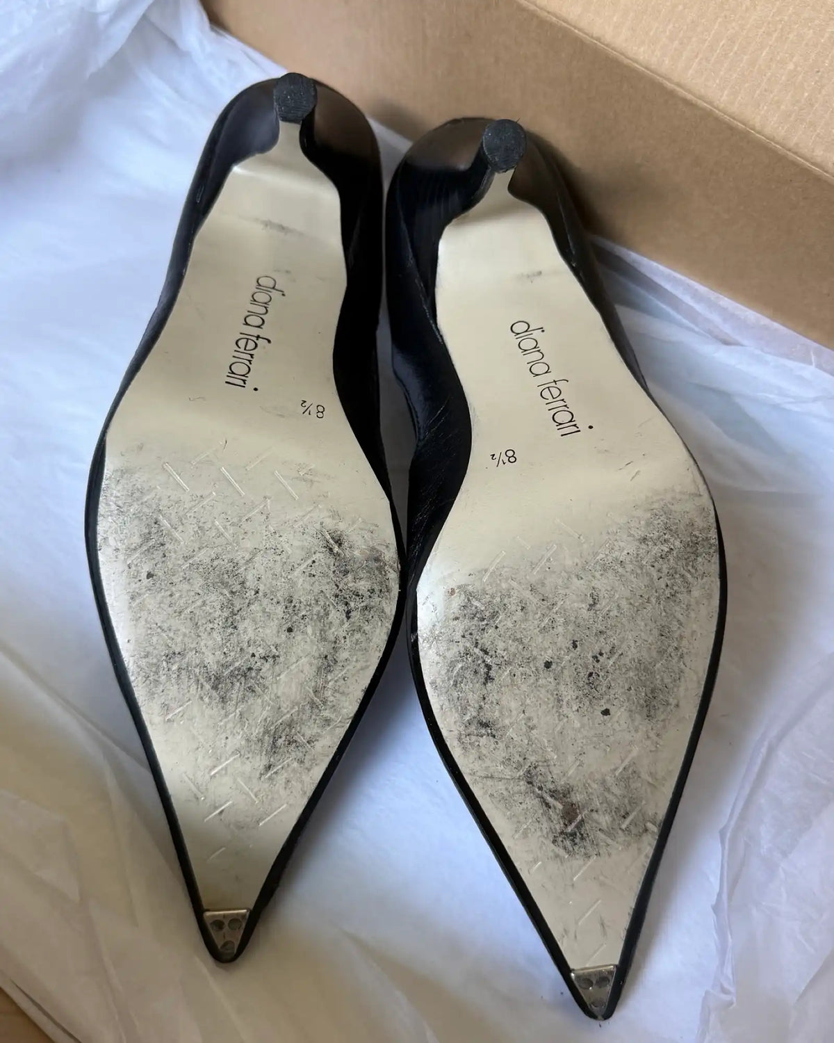 Pointed Black Leather Heels