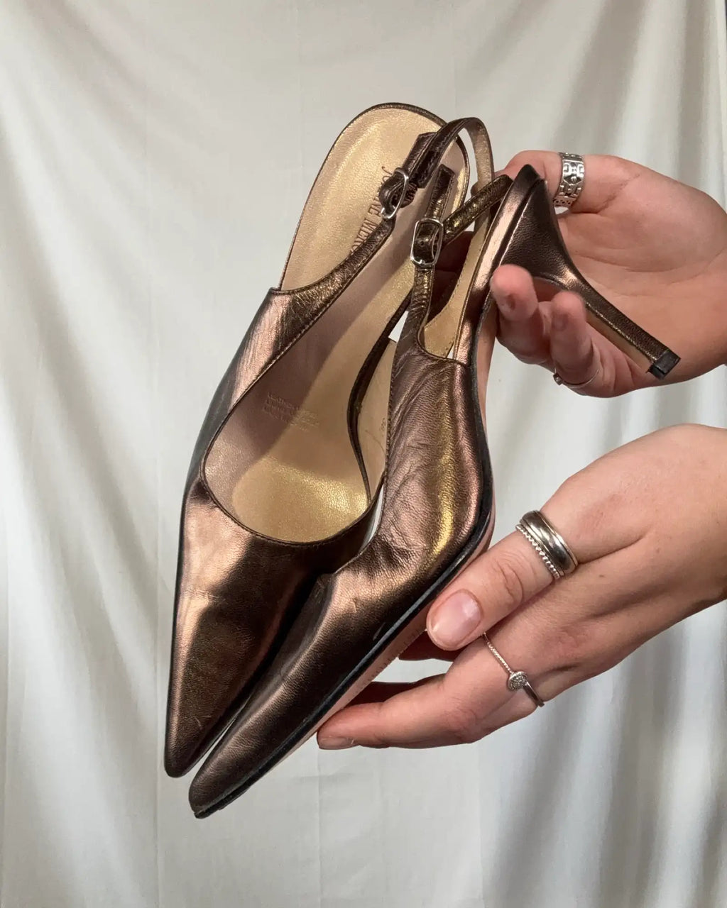 Metalic Pointed Toe Heels
