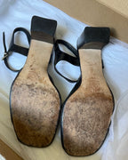Black Italian Block Leather Heels