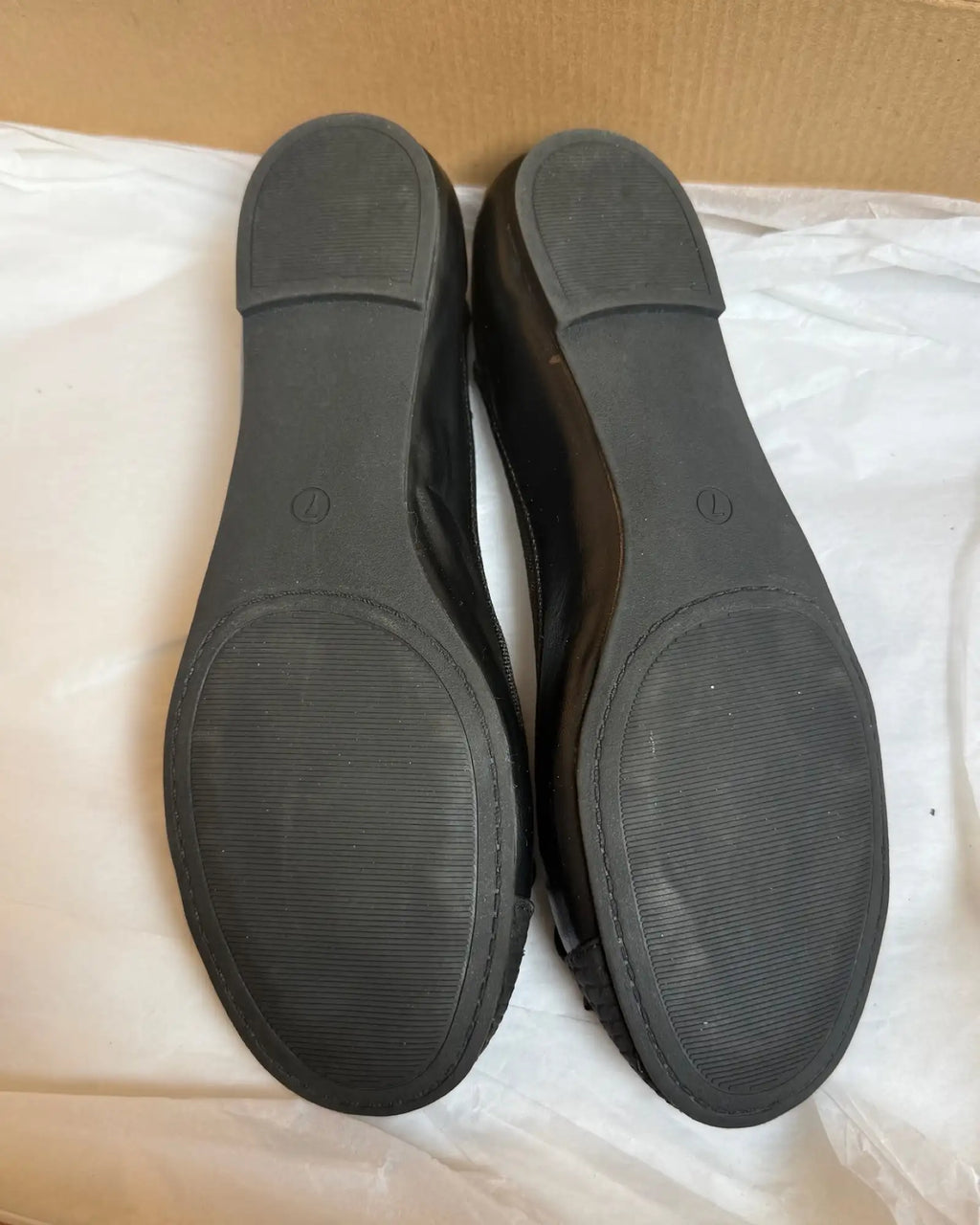 Black Faux Leather Ballet Flats
