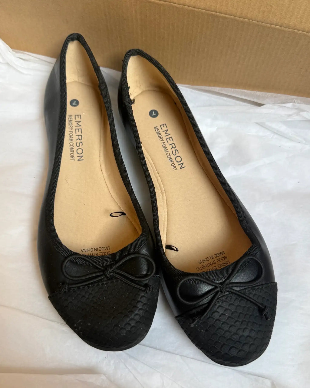 Black Faux Leather Ballet Flats