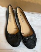 Black Faux Leather Ballet Flats