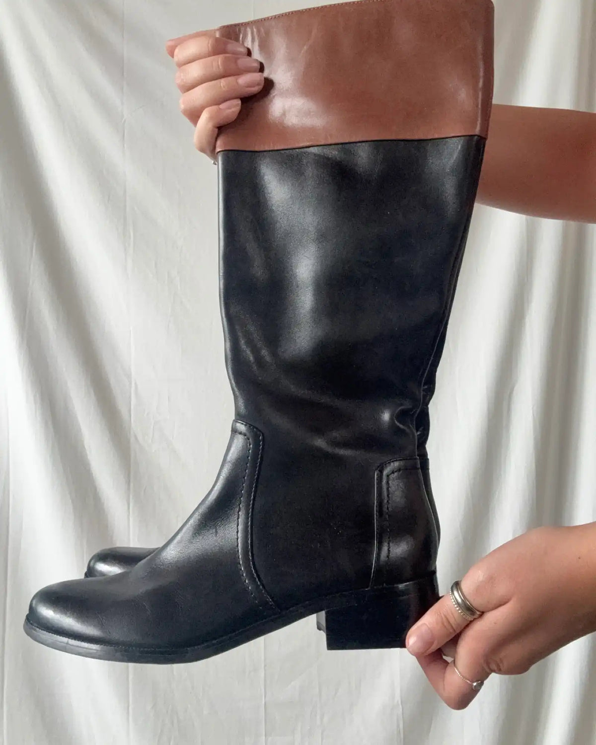 Black and Brown Leather Boots