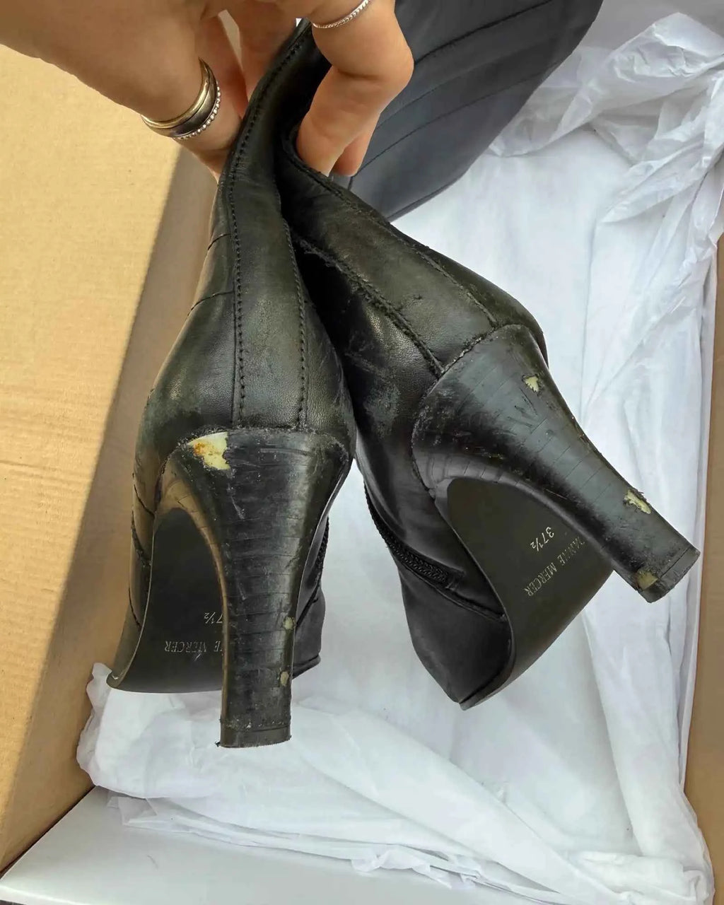 Black Leather Pointed Boots