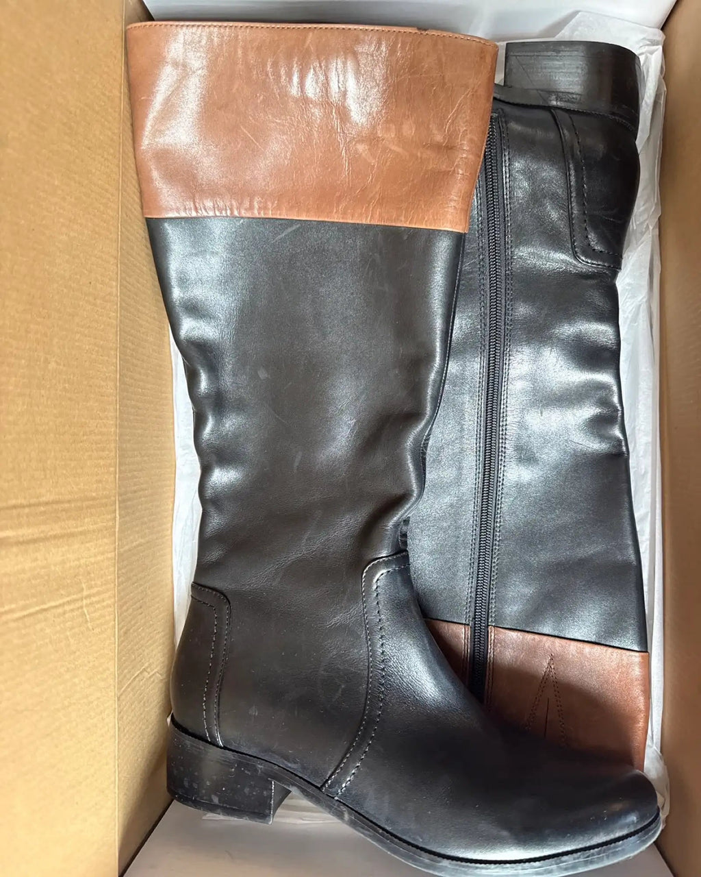 Black and Brown Leather Boots