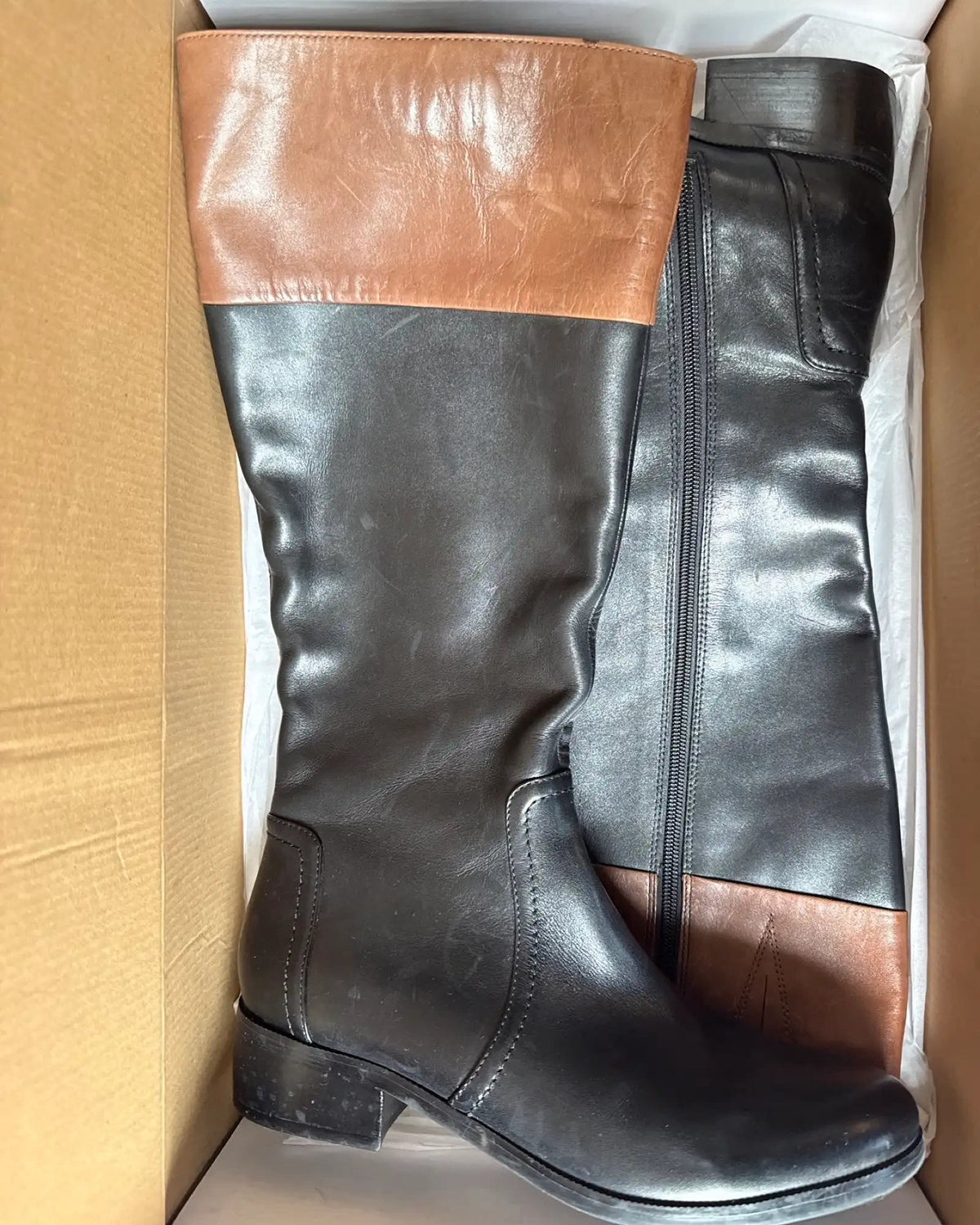 Black and Brown Leather Boots