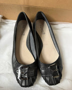 Black Leather Ballet Flats
